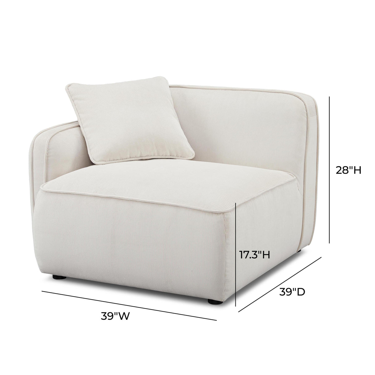 TOV Travie White Sand Performance Corduroy Velvet LAF Corner Chair