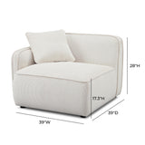 TOV Travie White Sand Performance Corduroy Velvet LAF Corner Chair