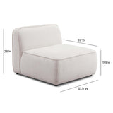 TOV Travie White Sand Performance Corduroy Velvet Armless Chair