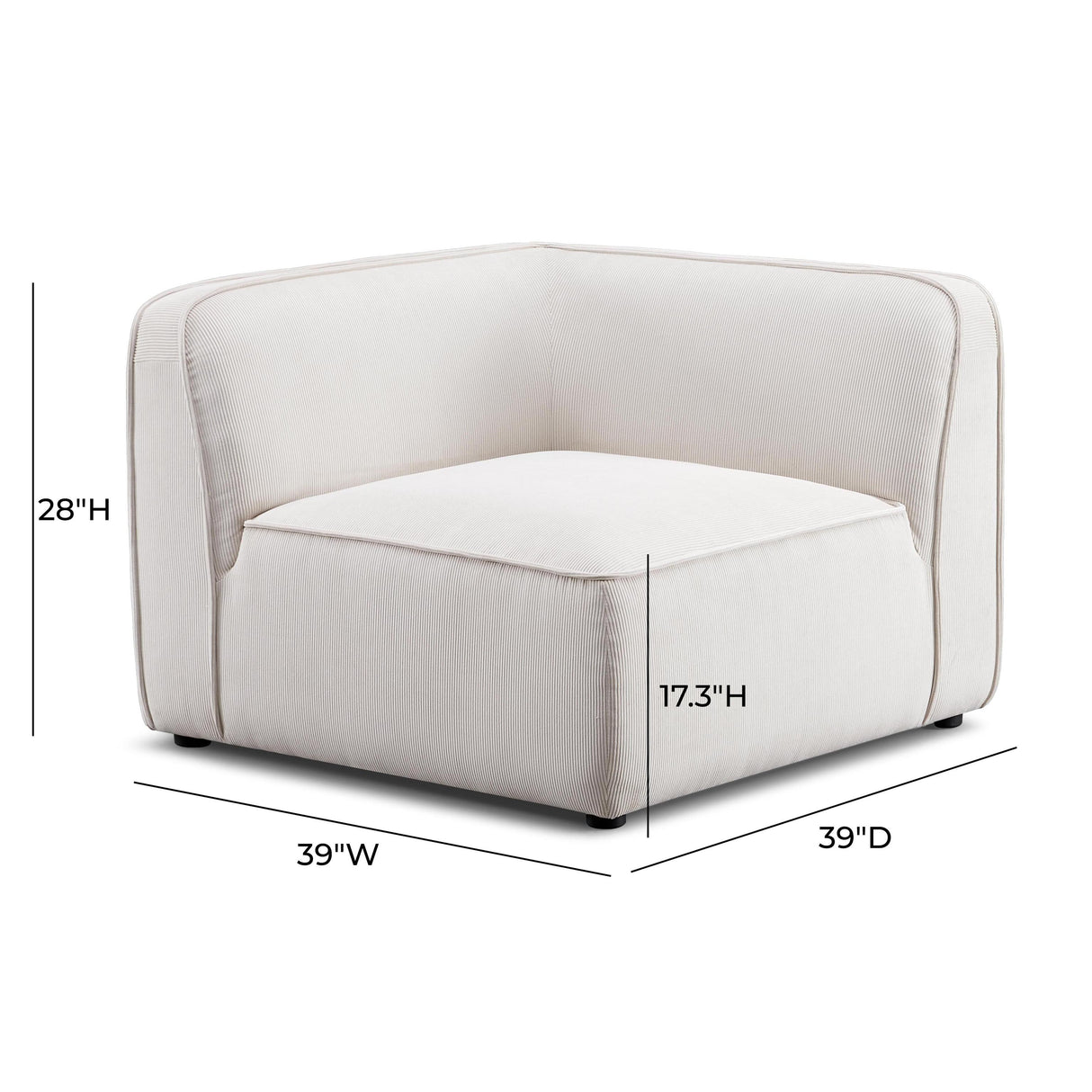 TOV Travie White Sand Performance Corduroy Velvet Corner Chair
