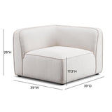 TOV Travie White Sand Performance Corduroy Velvet Corner Chair