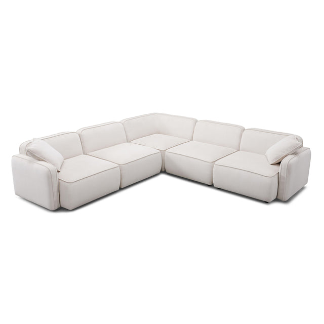 TOV Travie White Sand Performance Corduroy Velvet Modular L-Sectional