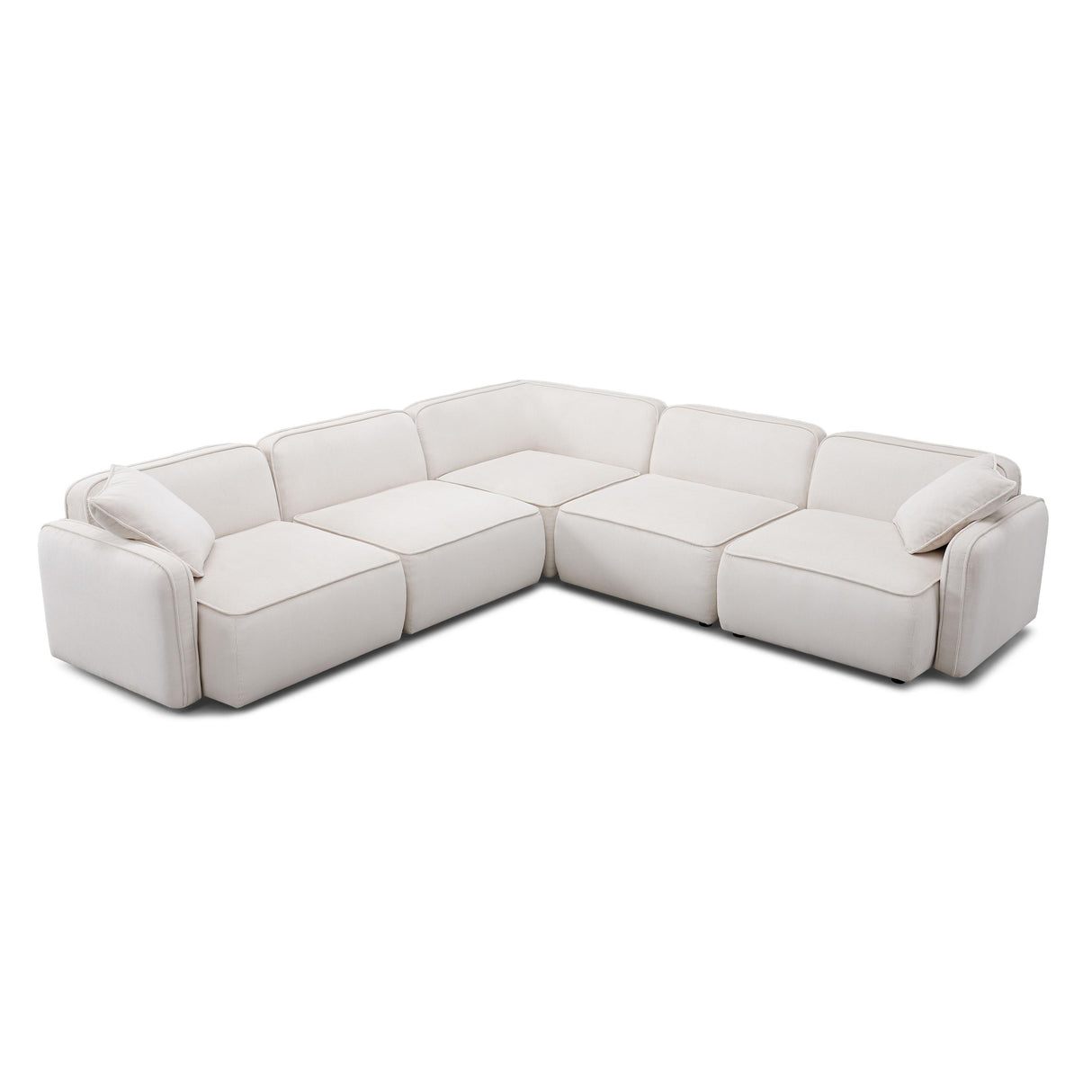TOV Travie White Sand Performance Corduroy Velvet Modular L-Sectional