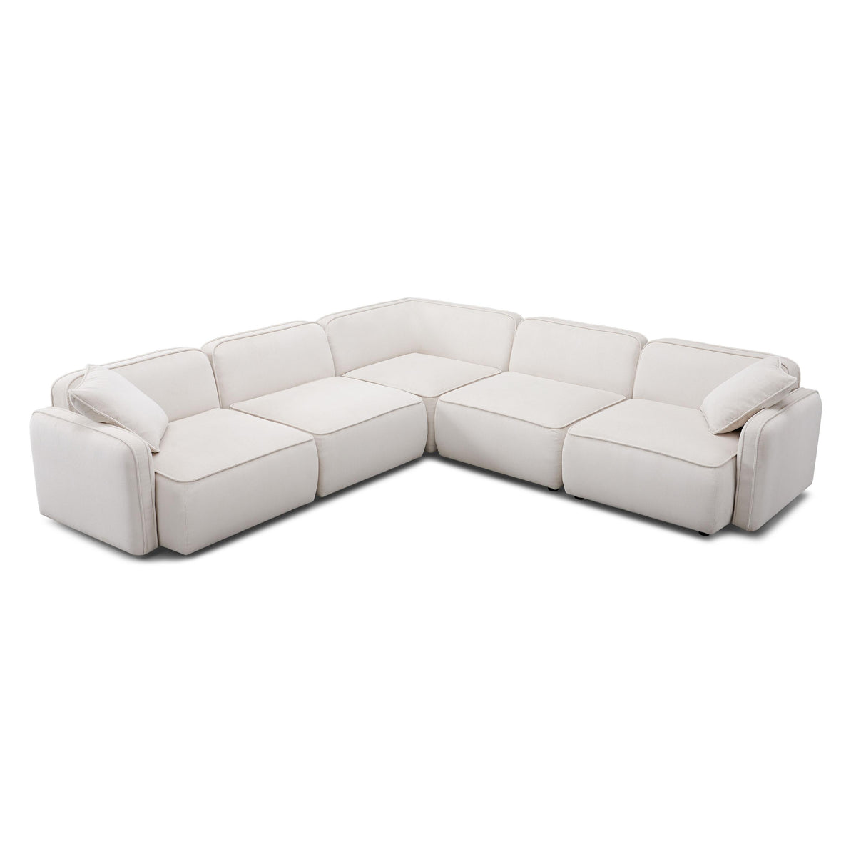 TOV Travie White Sand Performance Corduroy Velvet Modular L-Sectional