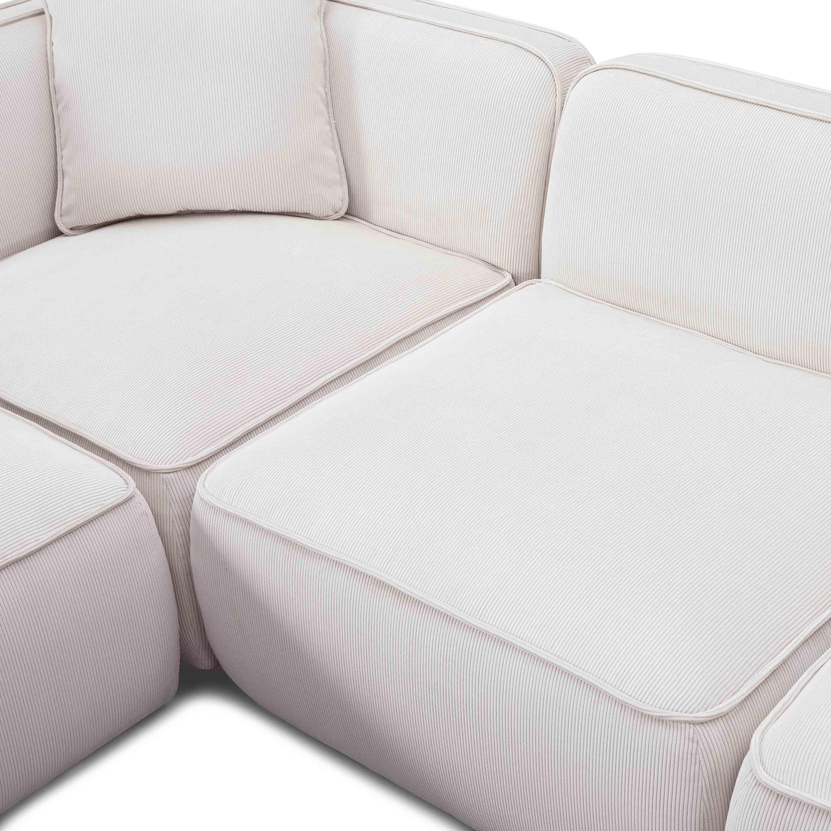 TOV Travie White Sand Performance Corduroy Velvet Modular L-Sectional