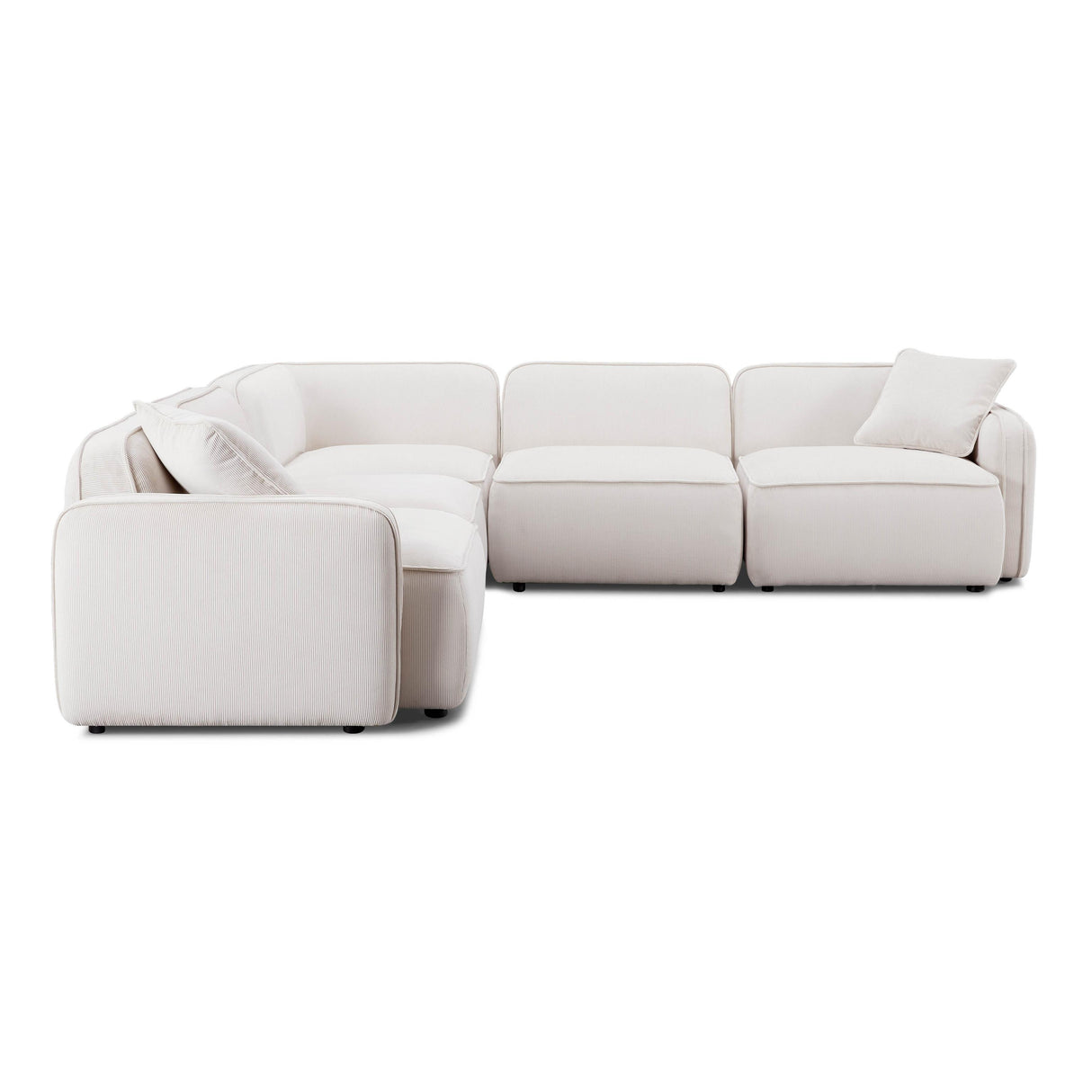 TOV Travie White Sand Performance Corduroy Velvet Modular L-Sectional