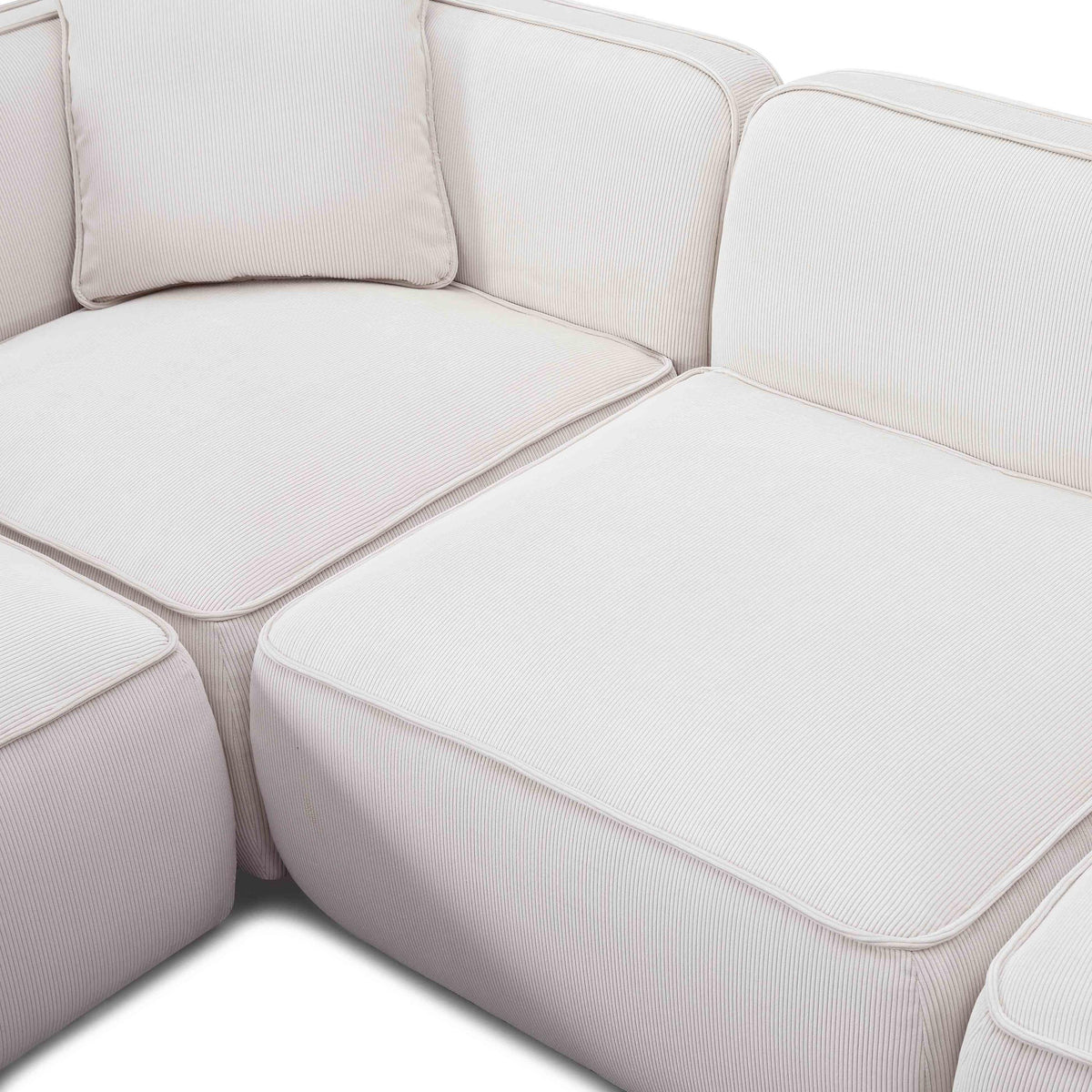 TOV Travie White Sand Performance Corduroy Velvet Modular L-Sectional