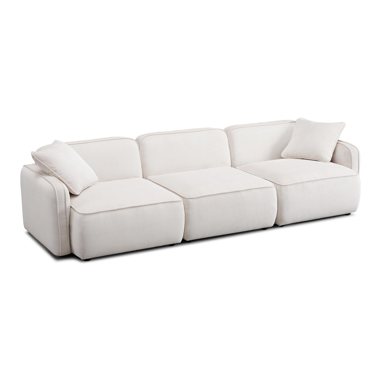 TOV Travie White Sand Performance Corduroy Velvet Modular Sofa