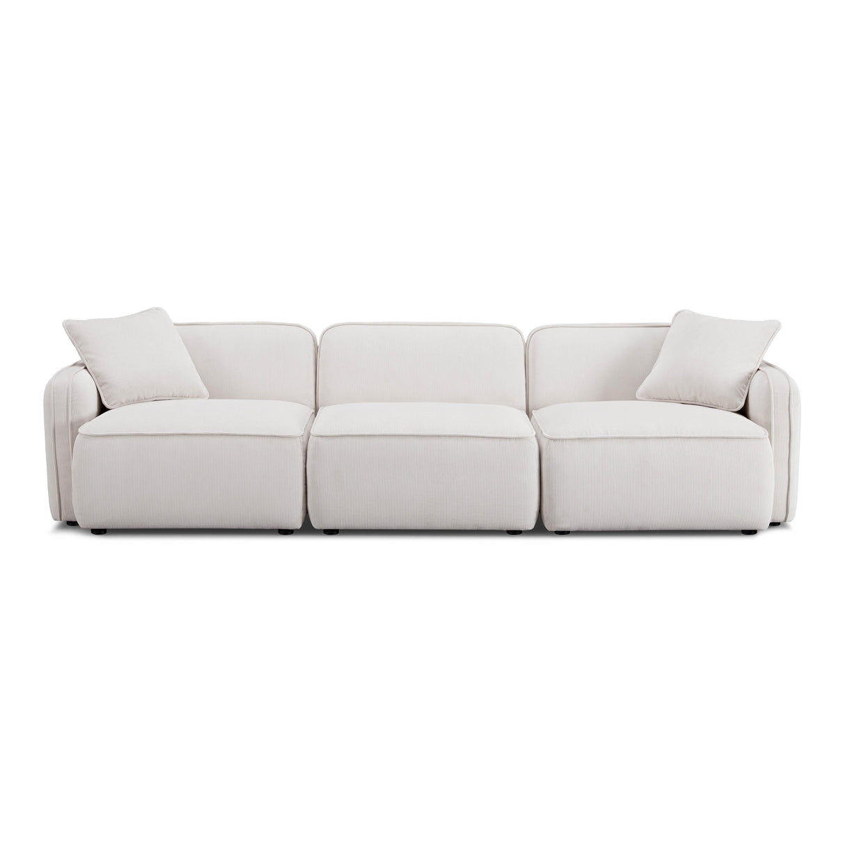 TOV Travie White Sand Performance Corduroy Velvet Modular Sofa