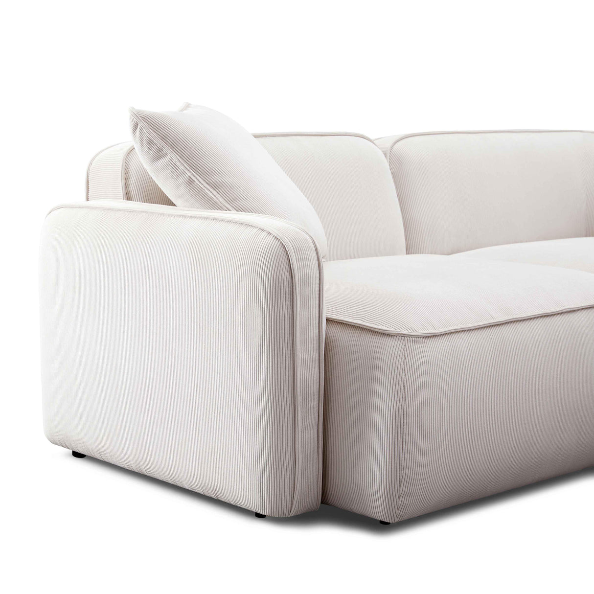 TOV Travie White Sand Performance Corduroy Velvet Modular Sofa