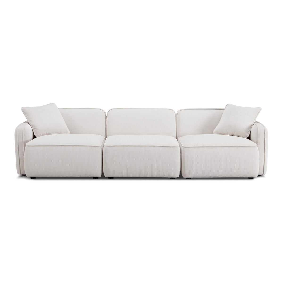 TOV Travie White Sand Performance Corduroy Velvet Modular Sofa