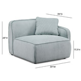 TOV Travie Sea Blue Performance Corduroy Velvet RAF Corner Chair