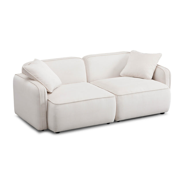 TOV Travie White Sand Performance Corduroy Velvet Modular Loveseat
