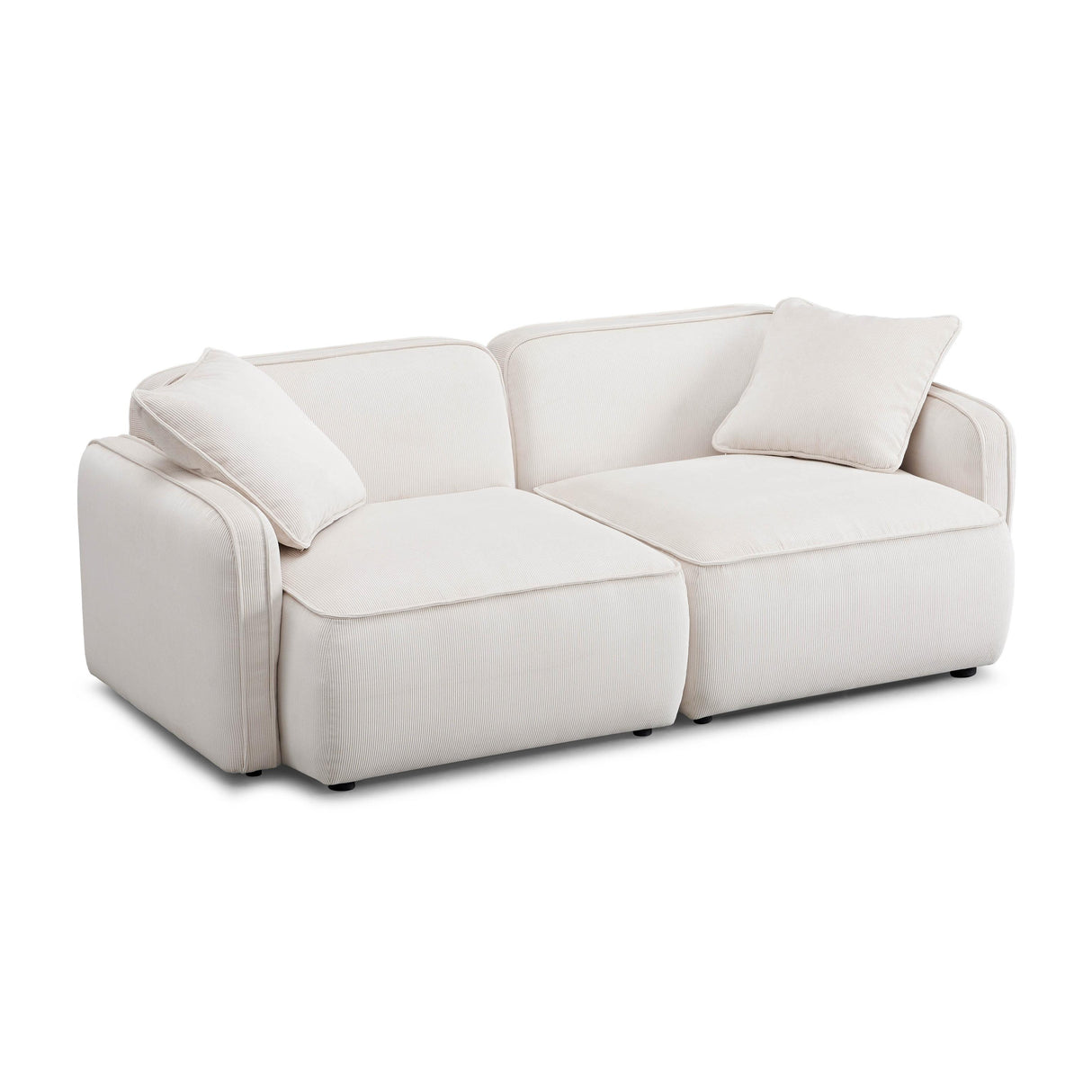 TOV Travie White Sand Performance Corduroy Velvet Modular Loveseat