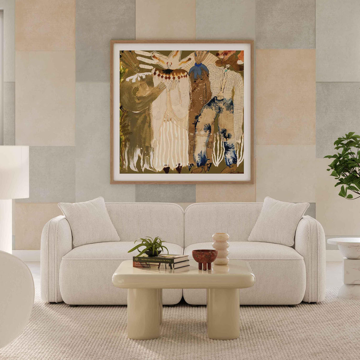 TOV Travie White Sand Performance Corduroy Velvet Modular Loveseat