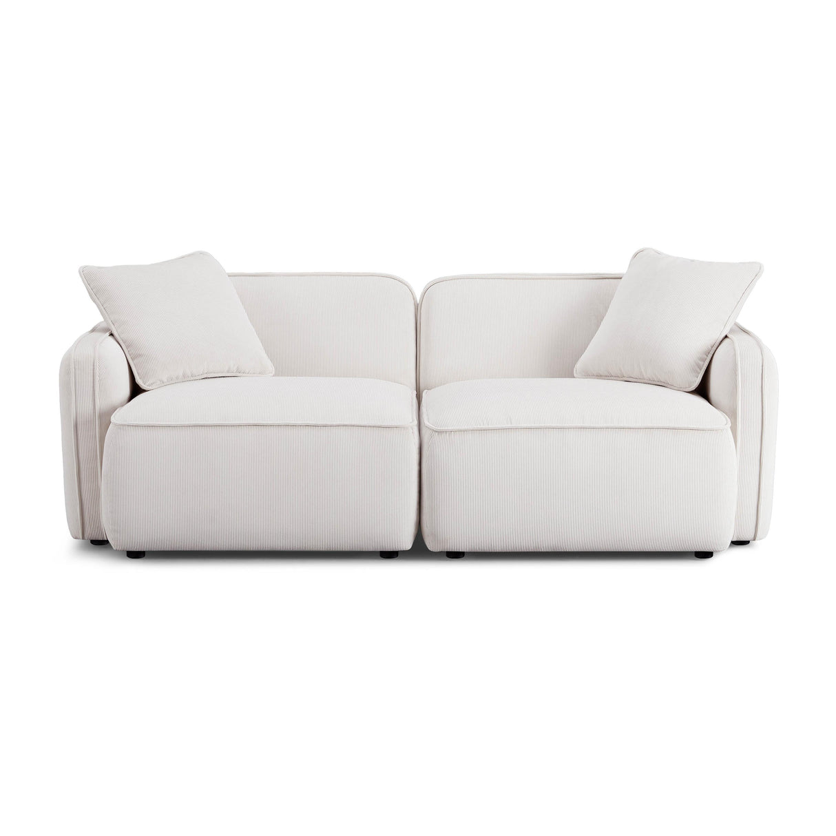 TOV Travie White Sand Performance Corduroy Velvet Modular Loveseat