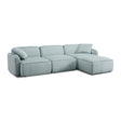 TOV Travie Sea Blue Performance Corduroy Velvet 4-Piece Modular Sectional