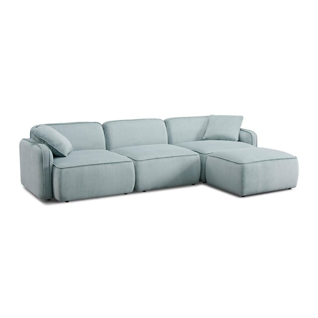 TOV Travie Sea Blue Performance Corduroy Velvet 4-Piece Modular Sectional