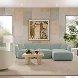 TOV Travie Sea Blue Performance Corduroy Velvet 4-Piece Modular Sectional