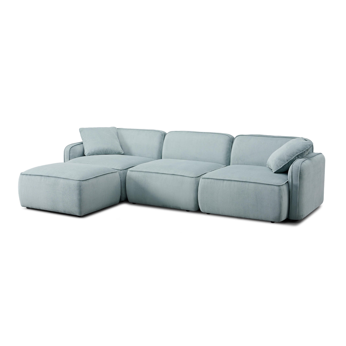 TOV Travie Sea Blue Performance Corduroy Velvet 4-Piece Modular Sectional