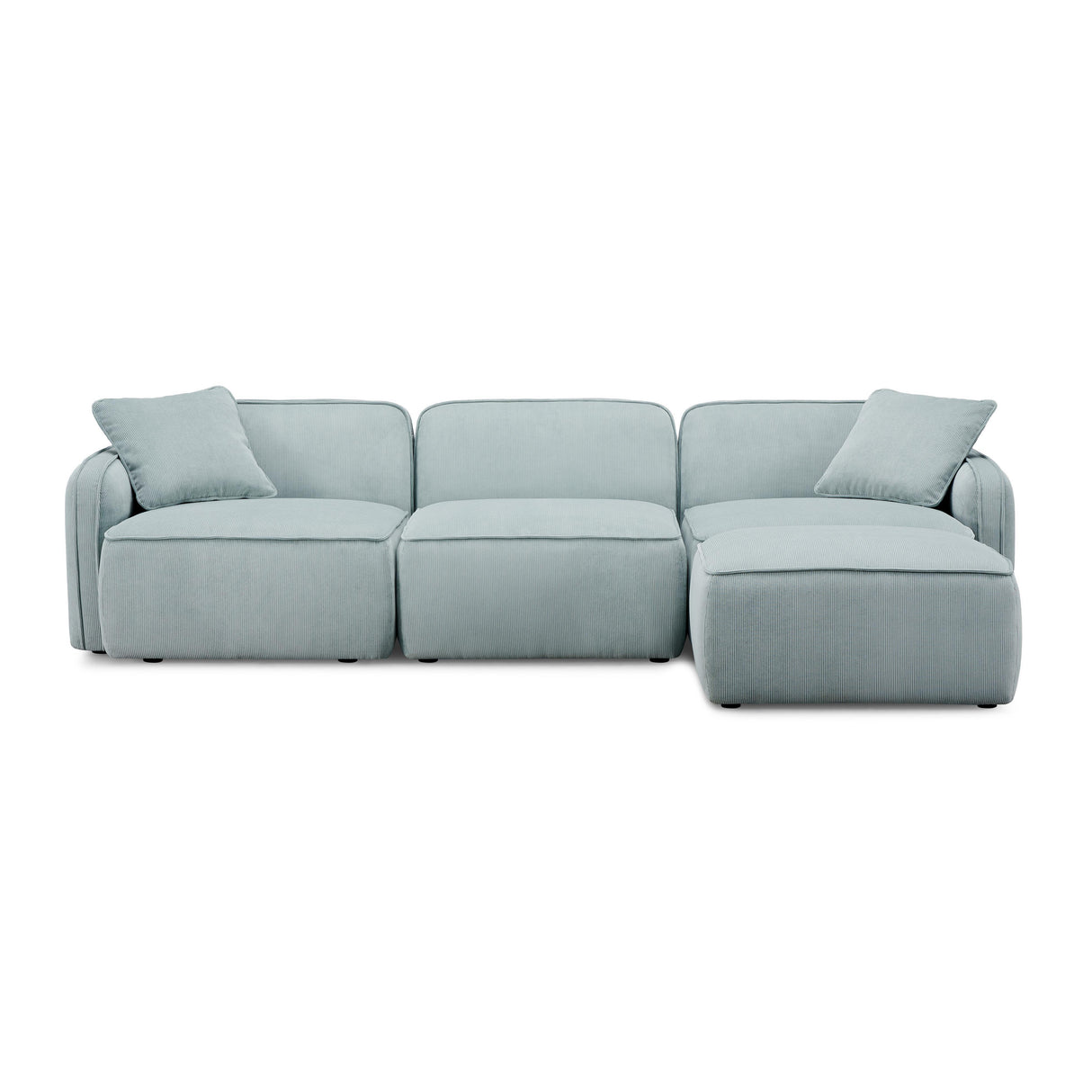 TOV Travie Sea Blue Performance Corduroy Velvet 4-Piece Modular Sectional
