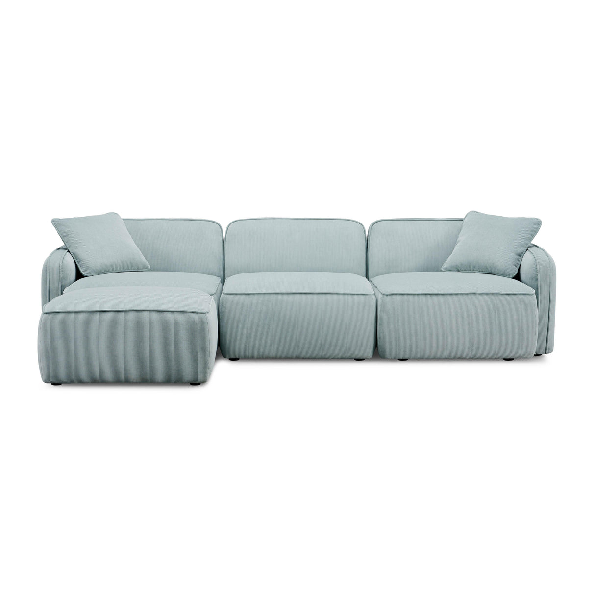 TOV Travie Sea Blue Performance Corduroy Velvet 4-Piece Modular Sectional