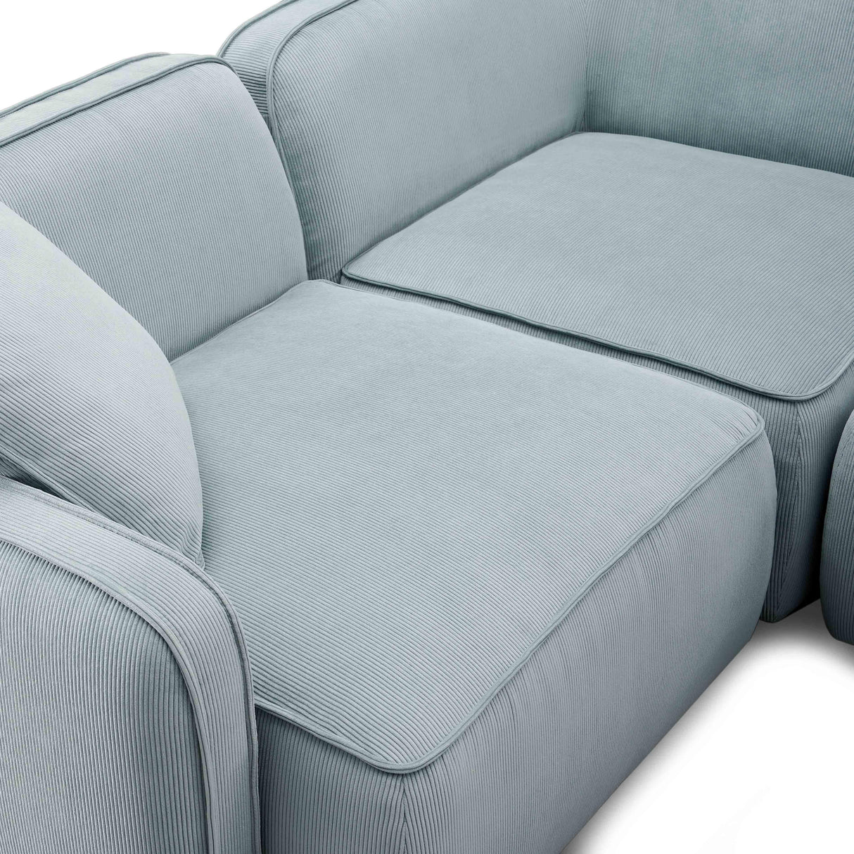 TOV Travie Sea Blue Performance Corduroy Velvet 4-Piece Modular Sectional