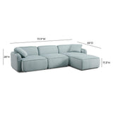 TOV Travie Sea Blue Performance Corduroy Velvet 4-Piece Modular Sectional