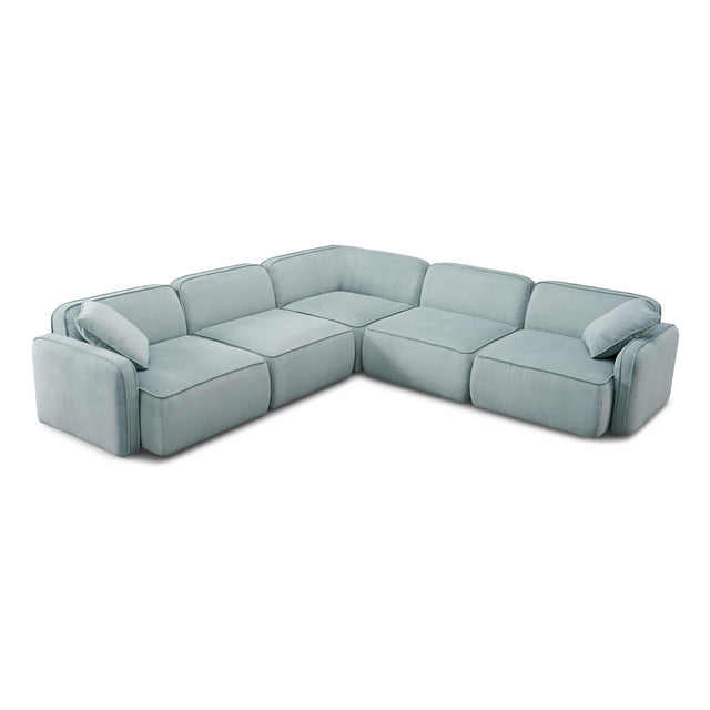TOV Travie Sea Blue Performance Corduroy Velvet Modular L-Sectional