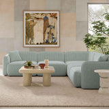 TOV Travie Sea Blue Performance Corduroy Velvet Modular L-Sectional