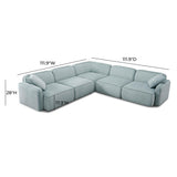 TOV Travie Sea Blue Performance Corduroy Velvet Modular L-Sectional