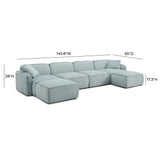 TOV Travie Sea Blue Performance Corduroy Velvet 6-Piece Modular U-Sectional