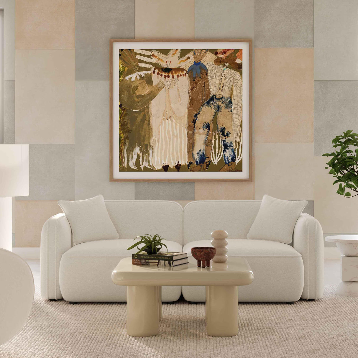 TOV Travie Sand Upcycled Linen Modular Loveseat