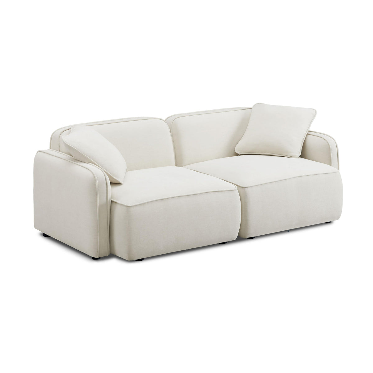 TOV Travie Sand Upcycled Linen Modular Loveseat
