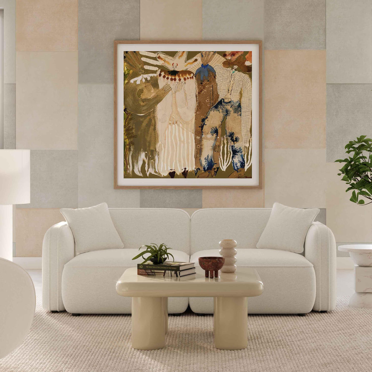 TOV Travie Sand Upcycled Linen Modular Loveseat