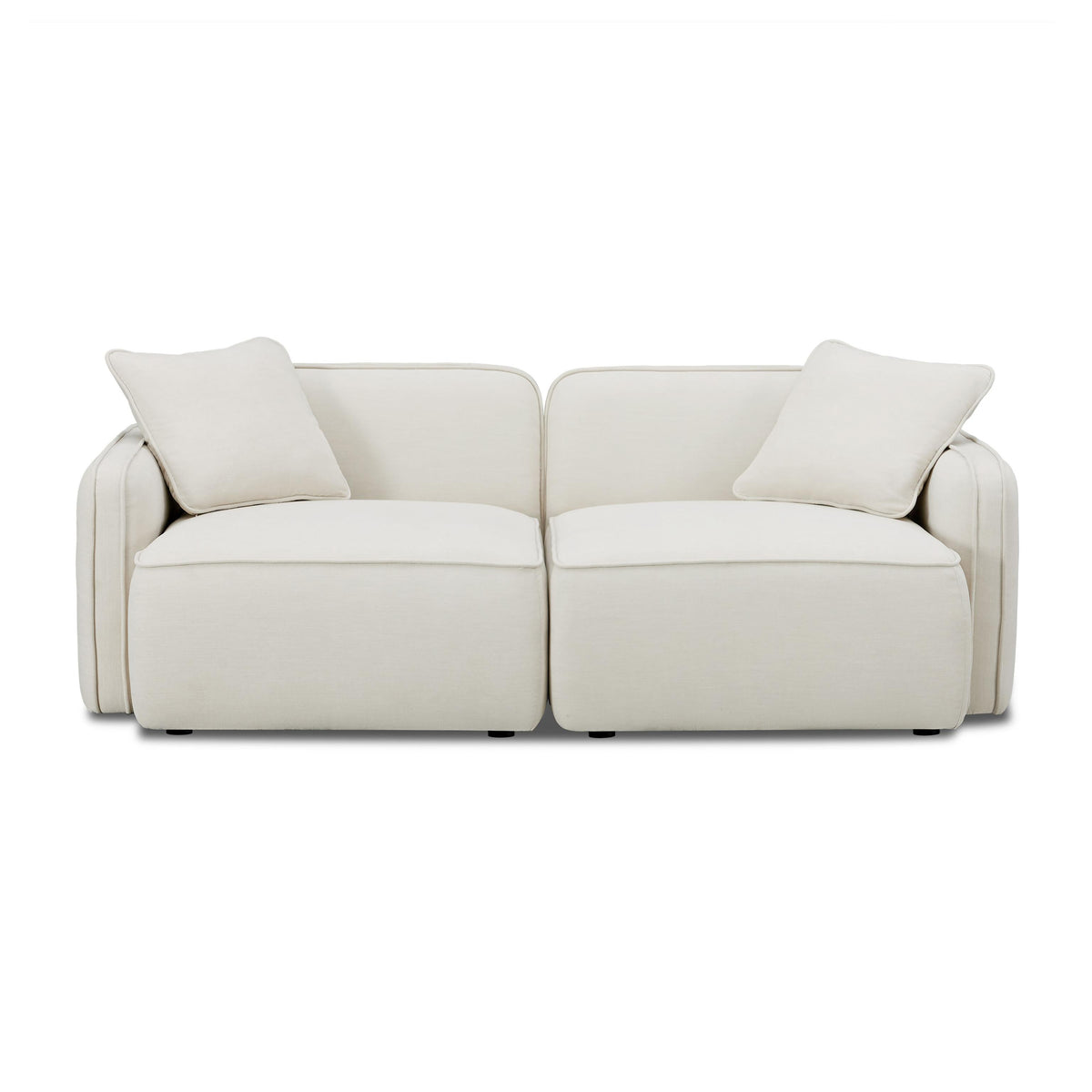 TOV Travie Sand Upcycled Linen Modular Loveseat