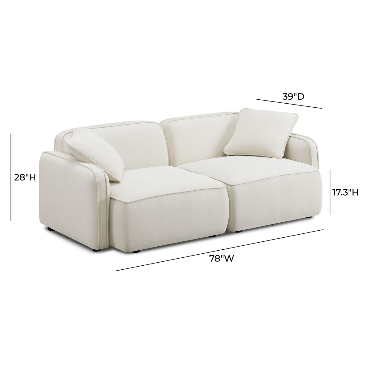 TOV Travie Sand Upcycled Linen Modular Loveseat