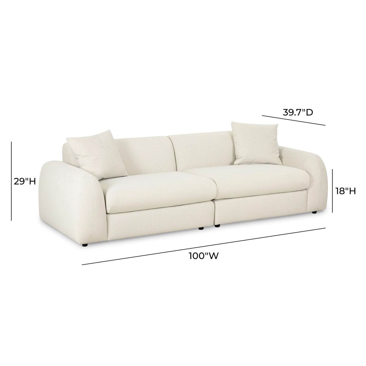 TOV Kourtney Cream Faux Mohair 100 inch Sofa