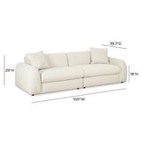 TOV Kourtney Cream Faux Mohair 100 inch Sofa