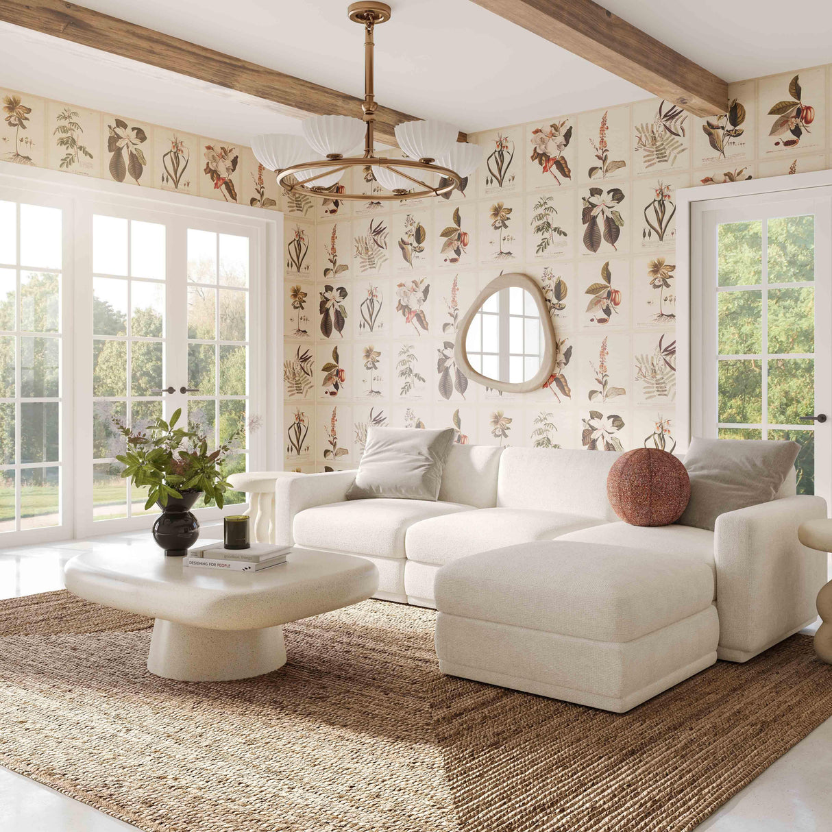 TOV Perry Cream Chenille Modular Sectional