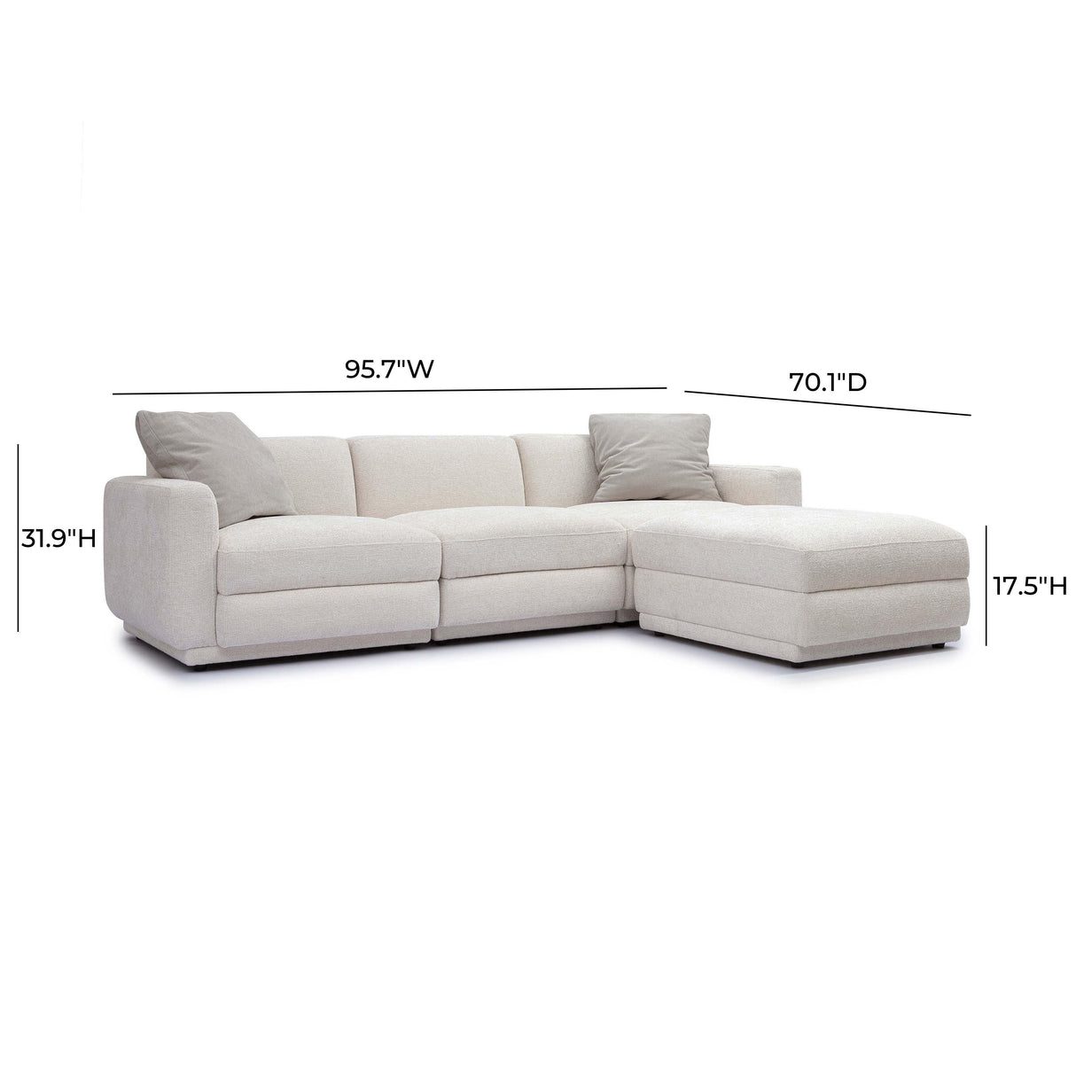 TOV Perry Cream Chenille Modular Sectional