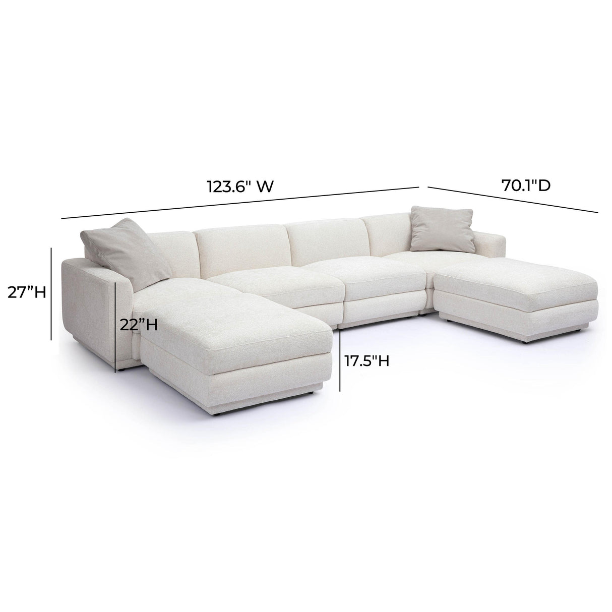 TOV Perry Cream Performance Chenille Modular U-Sectional