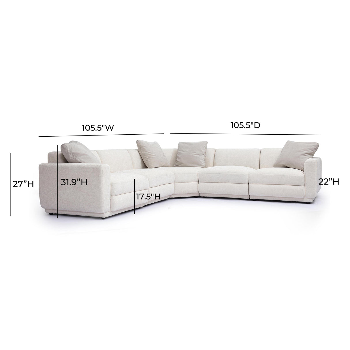 TOV Perry Cream Chenille Modular L-Sectional