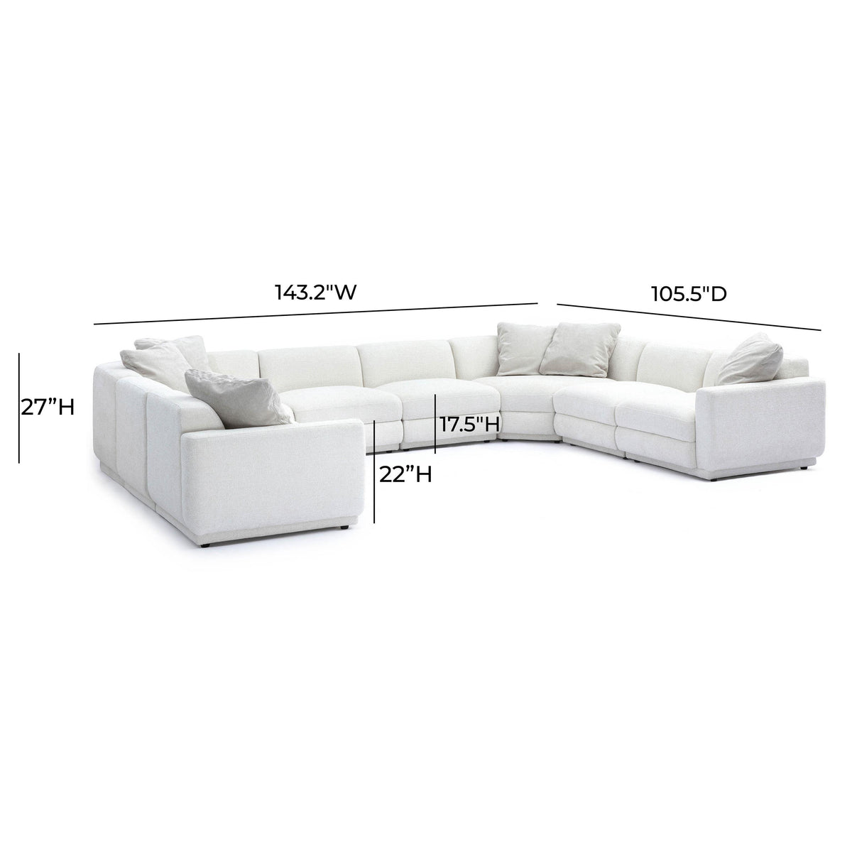 TOV Perry Cream Performance Chenille Modular Large U-Sectional