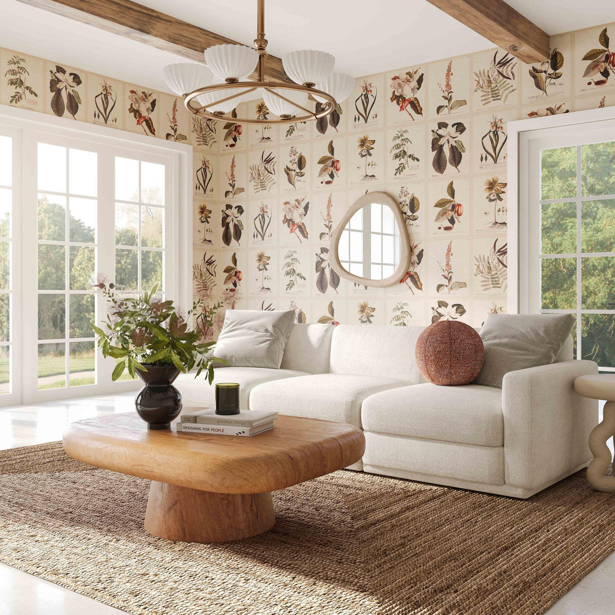 TOV Perry Cream Performance Chenille Modular Sofa