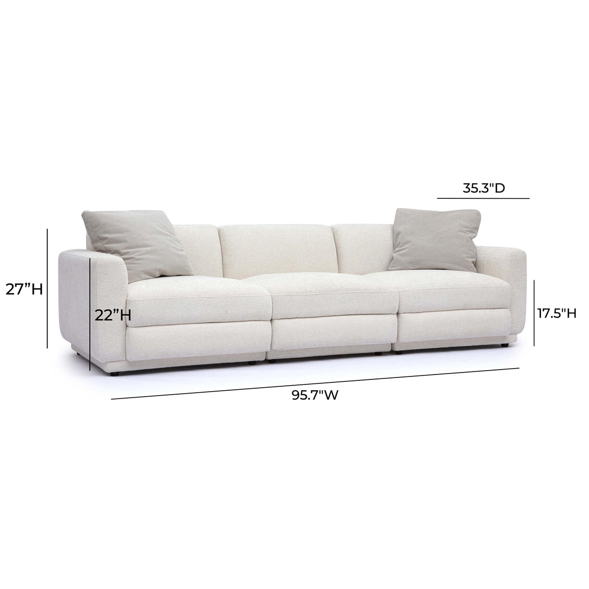 TOV Perry Cream Performance Chenille Modular Sofa