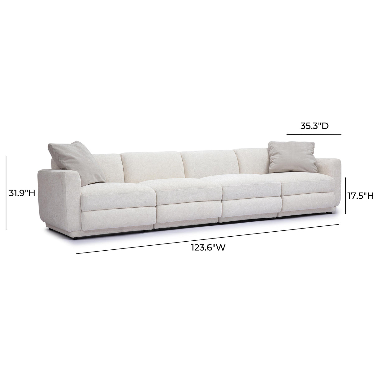 TOV Perry Cream Chenille Modular Long Sofa