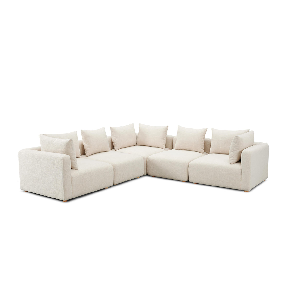 TOV Hangover Cream Heavy Textured Fabric 5-Piece Modular L-Sectional