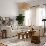 TOV Hangover Cream Heavy Textured Fabric 5-Piece Modular L-Sectional