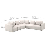 TOV Hangover Cream Heavy Textured Fabric 5-Piece Modular L-Sectional